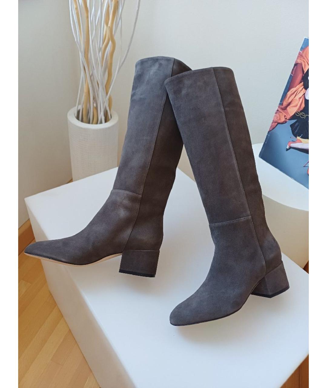 SERGIO ROSSI Серые замшевые сапоги, фото 4