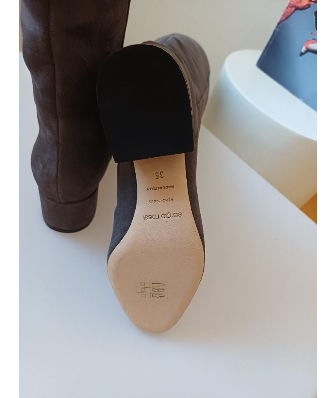 SERGIO ROSSI Серые замшевые сапоги, фото 7