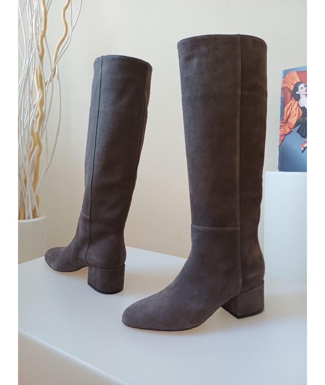 SERGIO ROSSI Серые замшевые сапоги, фото 3