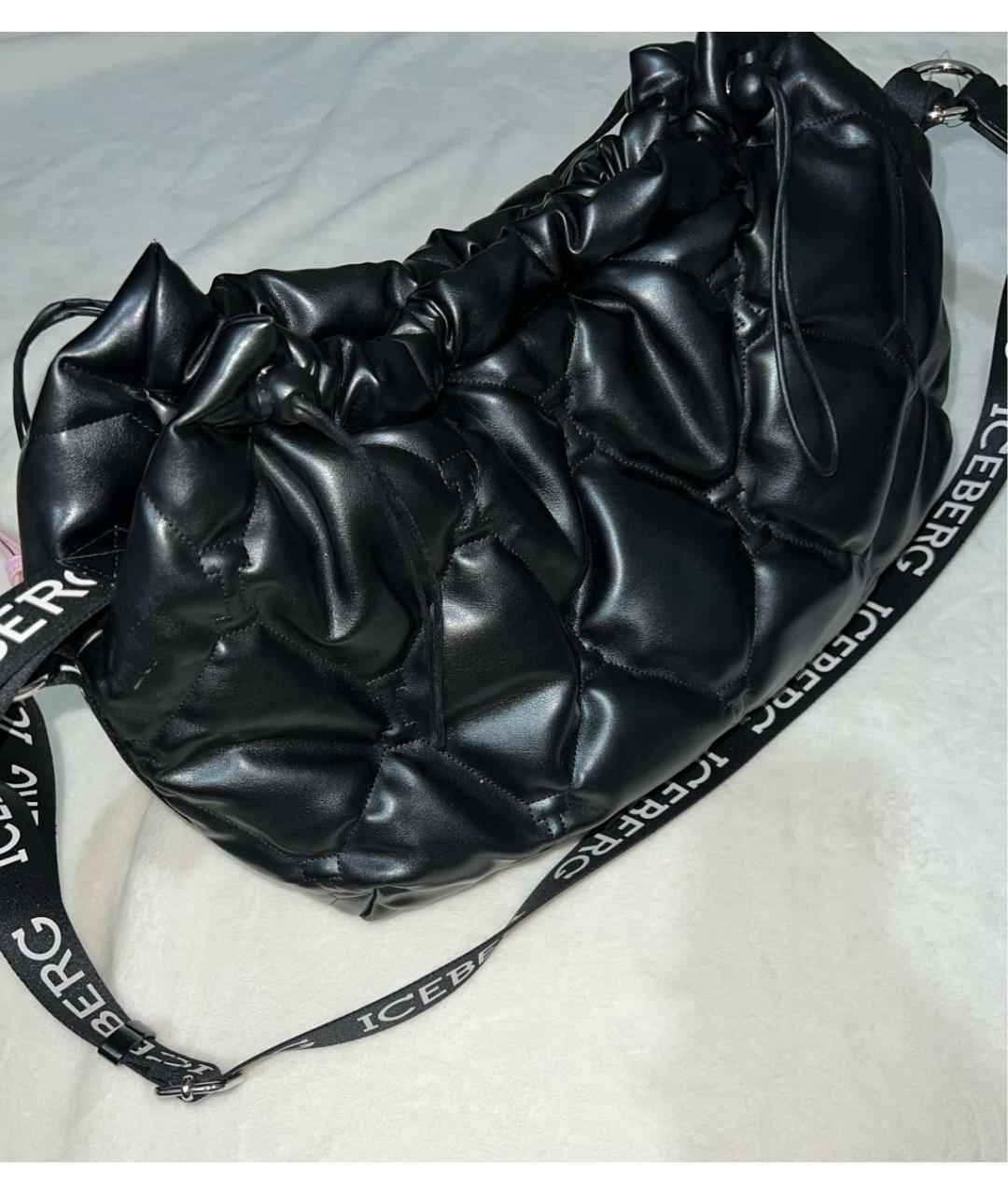 ICEBERG Черная кожаная сумка с короткими ручками, фото 2