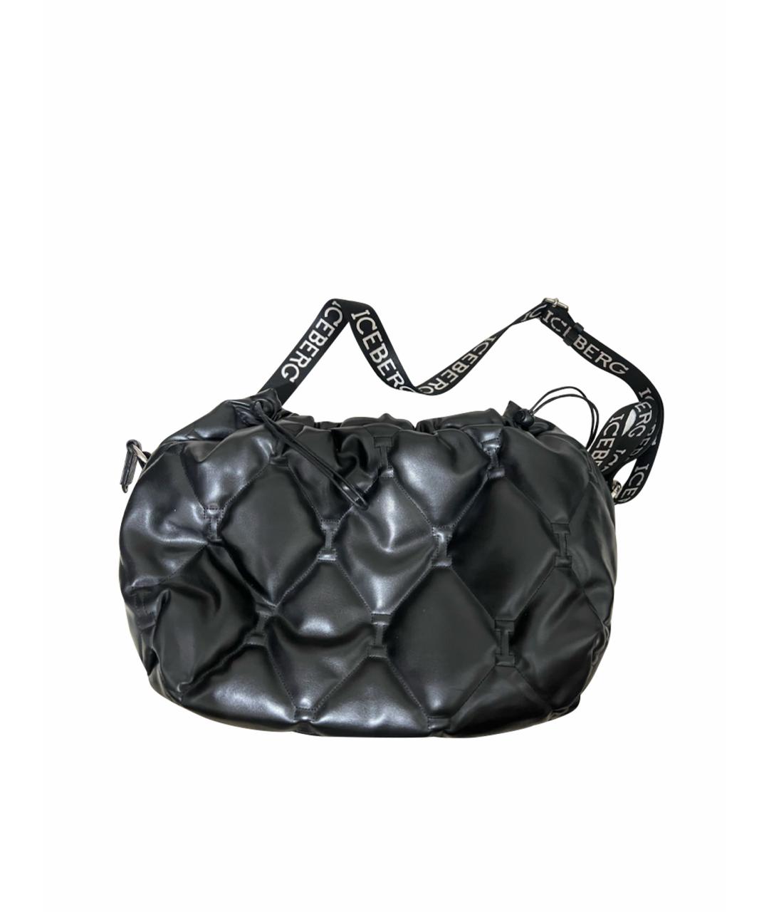 ICEBERG Черная кожаная сумка с короткими ручками, фото 1