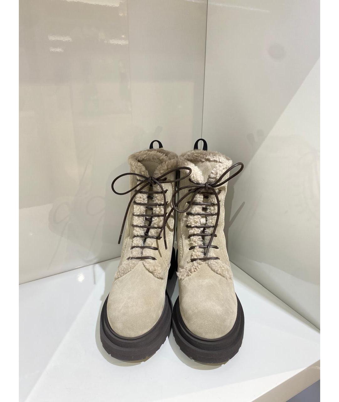 BRUNELLO CUCINELLI Бежевые замшевые ботинки, фото 3