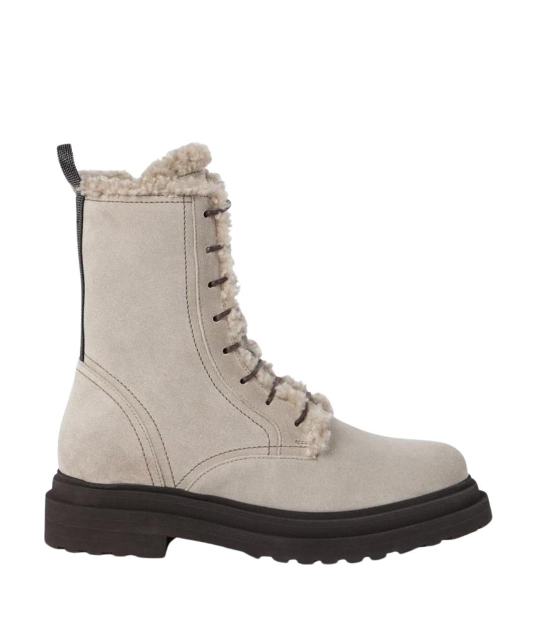 BRUNELLO CUCINELLI Бежевые замшевые ботинки, фото 1