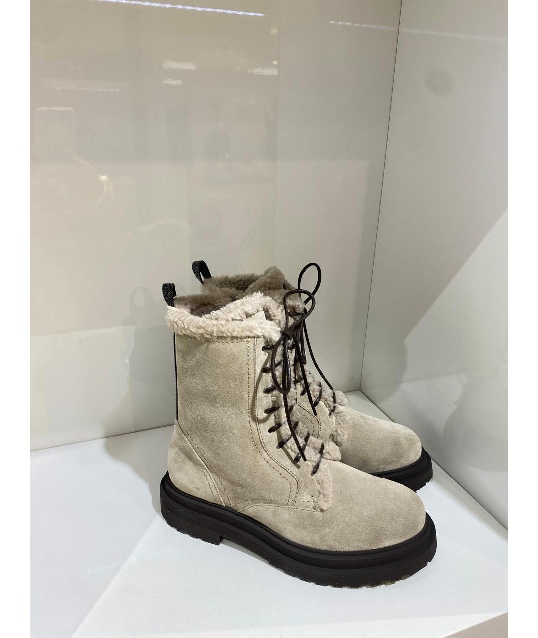 BRUNELLO CUCINELLI Бежевые замшевые ботинки, фото 2