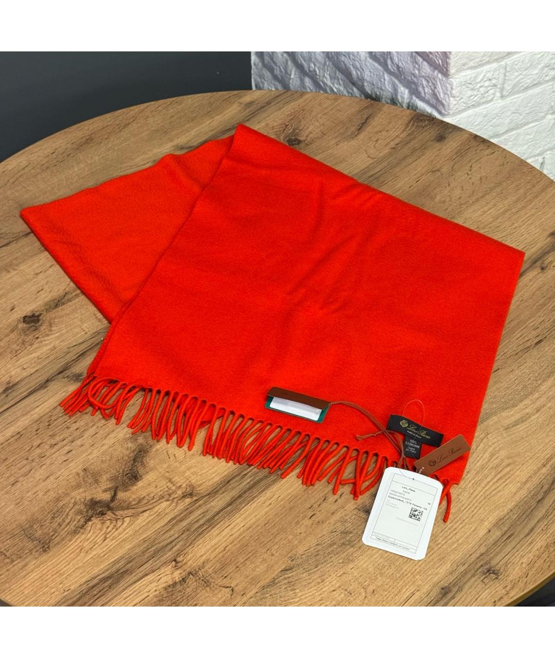 LORO PIANA Красный кашемировый шарф, фото 2