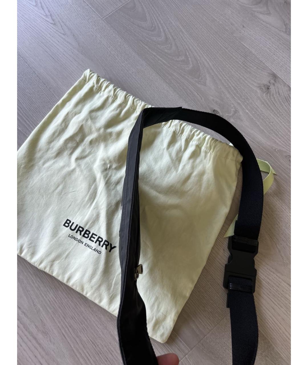 BURBERRY Черная синтетическая поясная сумка, фото 7