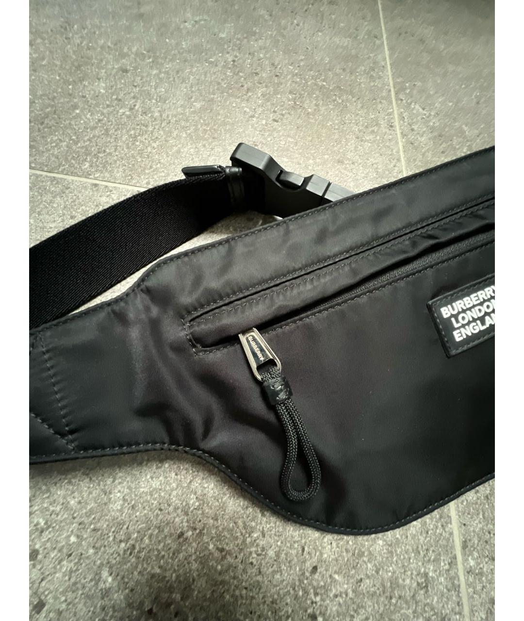 BURBERRY Черная синтетическая поясная сумка, фото 4