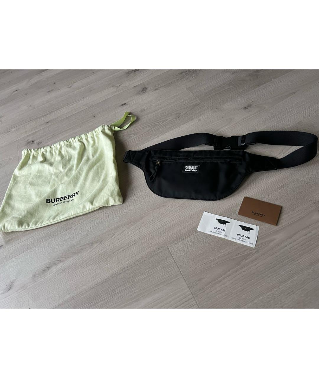 BURBERRY Черная синтетическая поясная сумка, фото 6