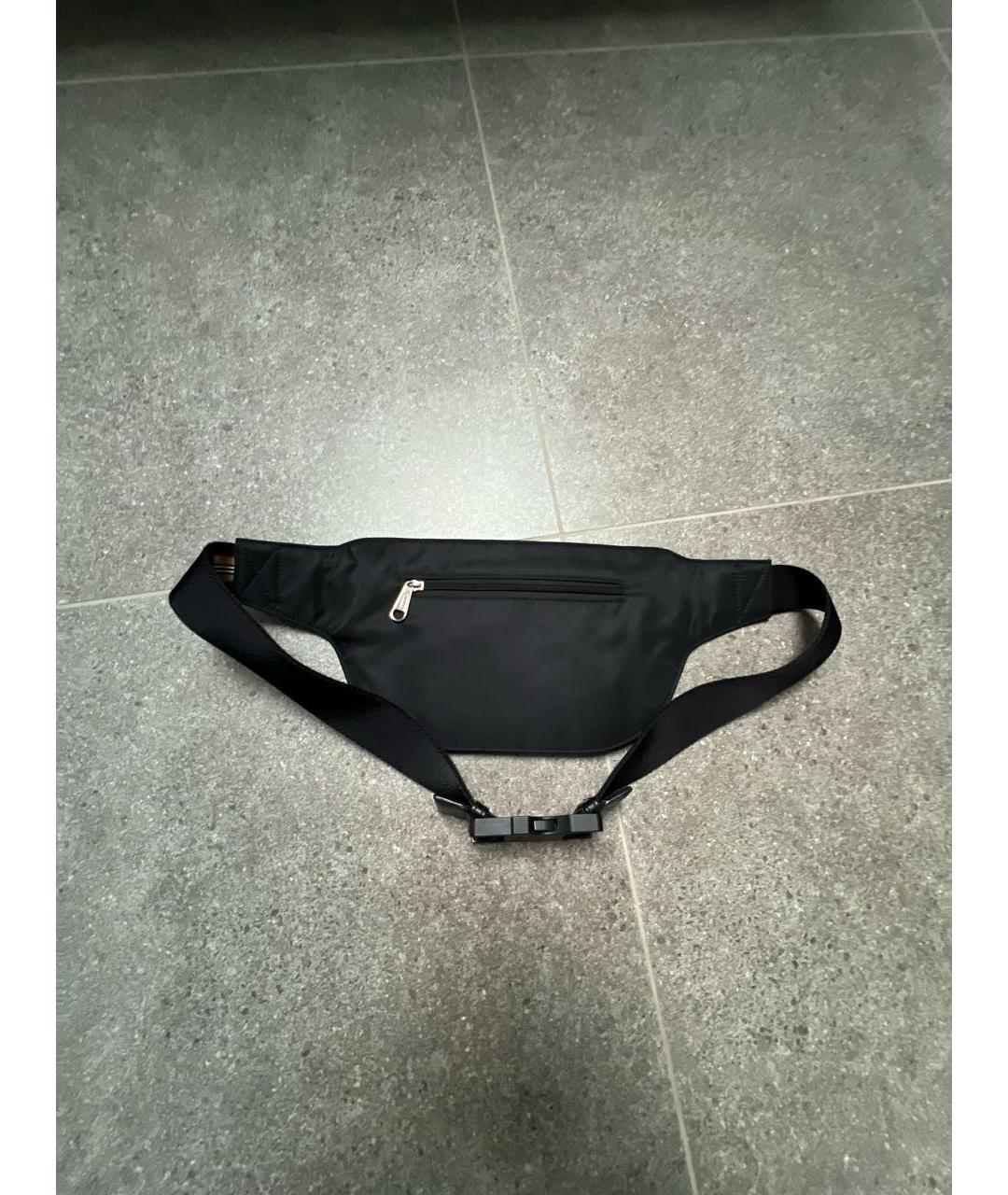 BURBERRY Черная синтетическая поясная сумка, фото 2