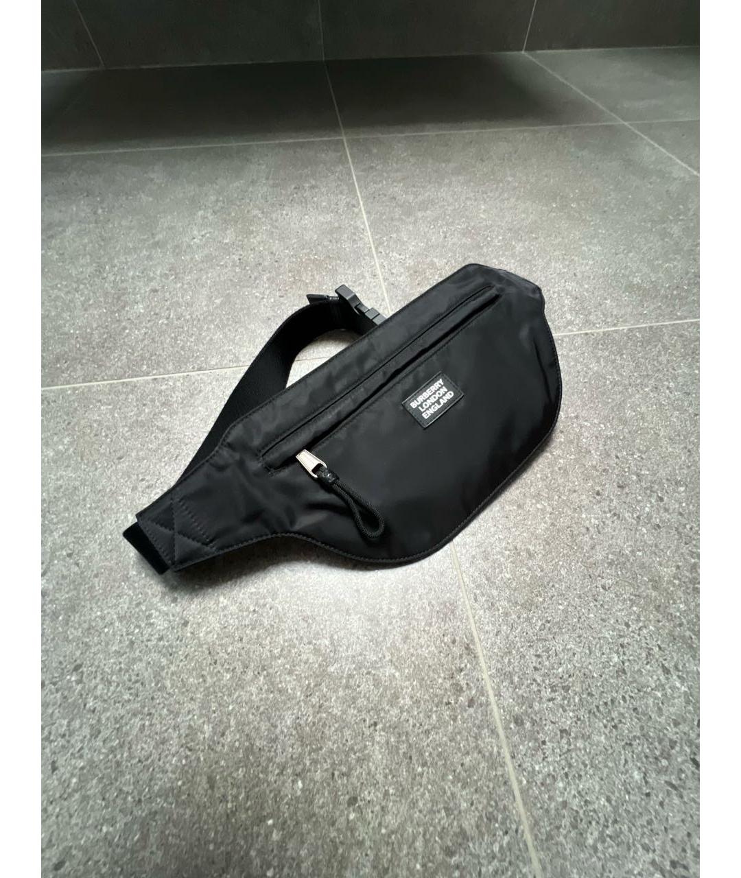 BURBERRY Черная синтетическая поясная сумка, фото 3