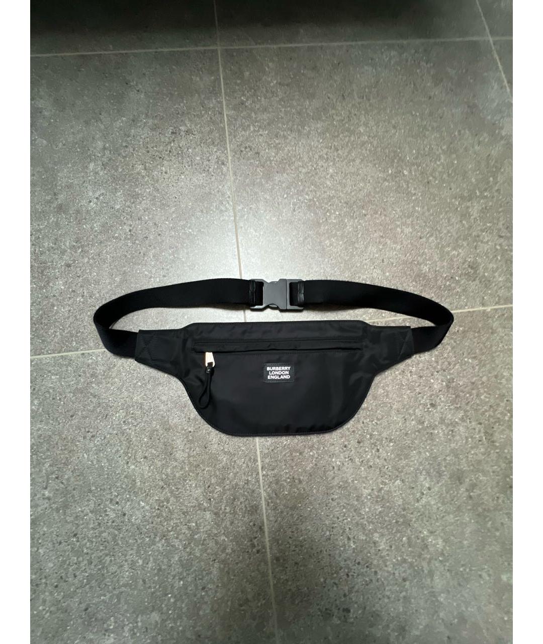 BURBERRY Черная синтетическая поясная сумка, фото 8