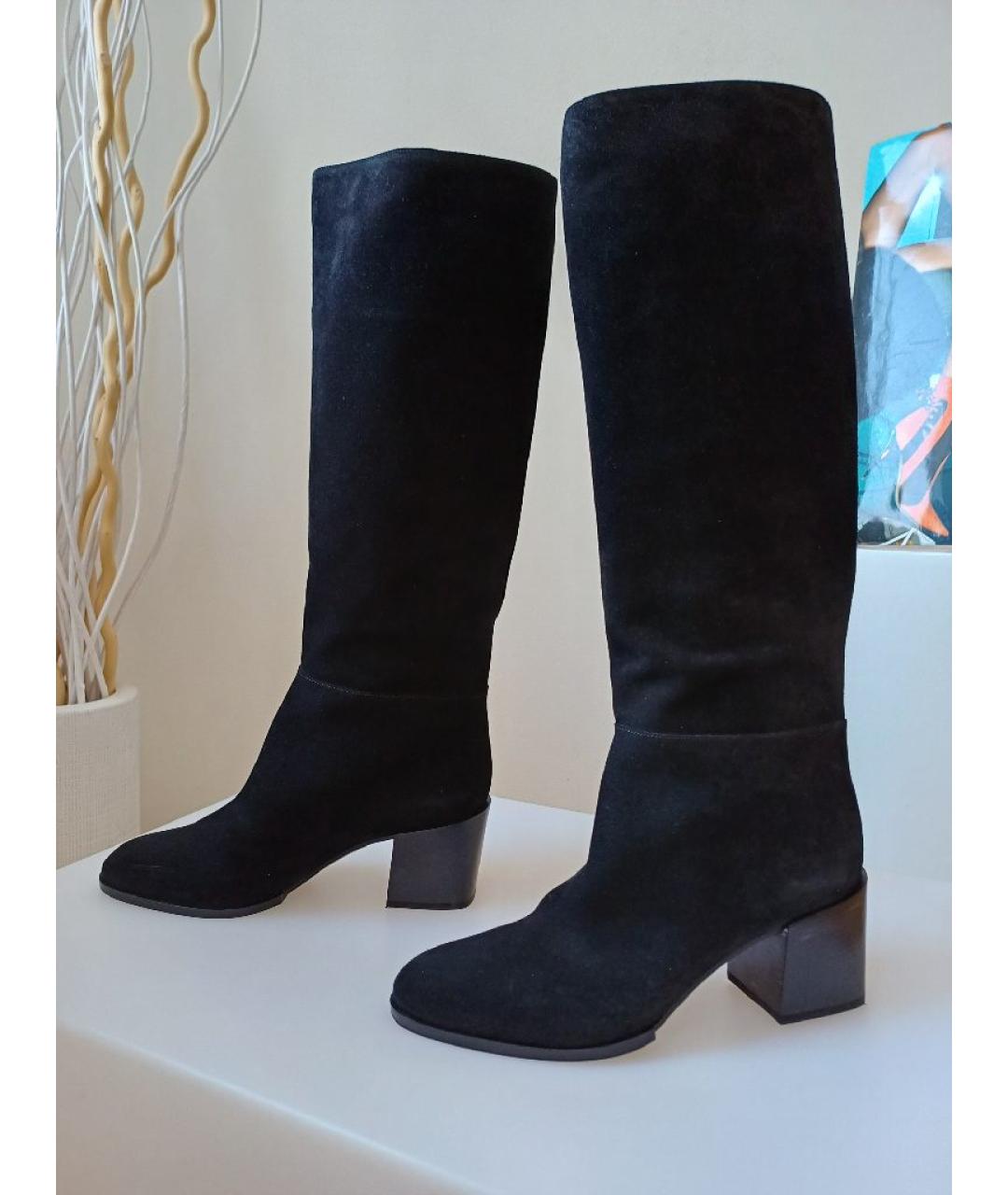 SERGIO ROSSI Черные замшевые сапоги, фото 3