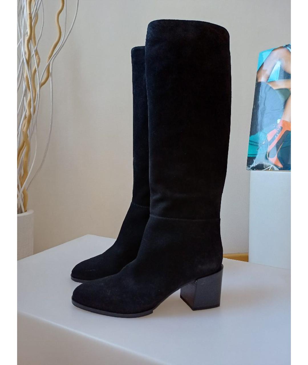 SERGIO ROSSI Черные замшевые сапоги, фото 2