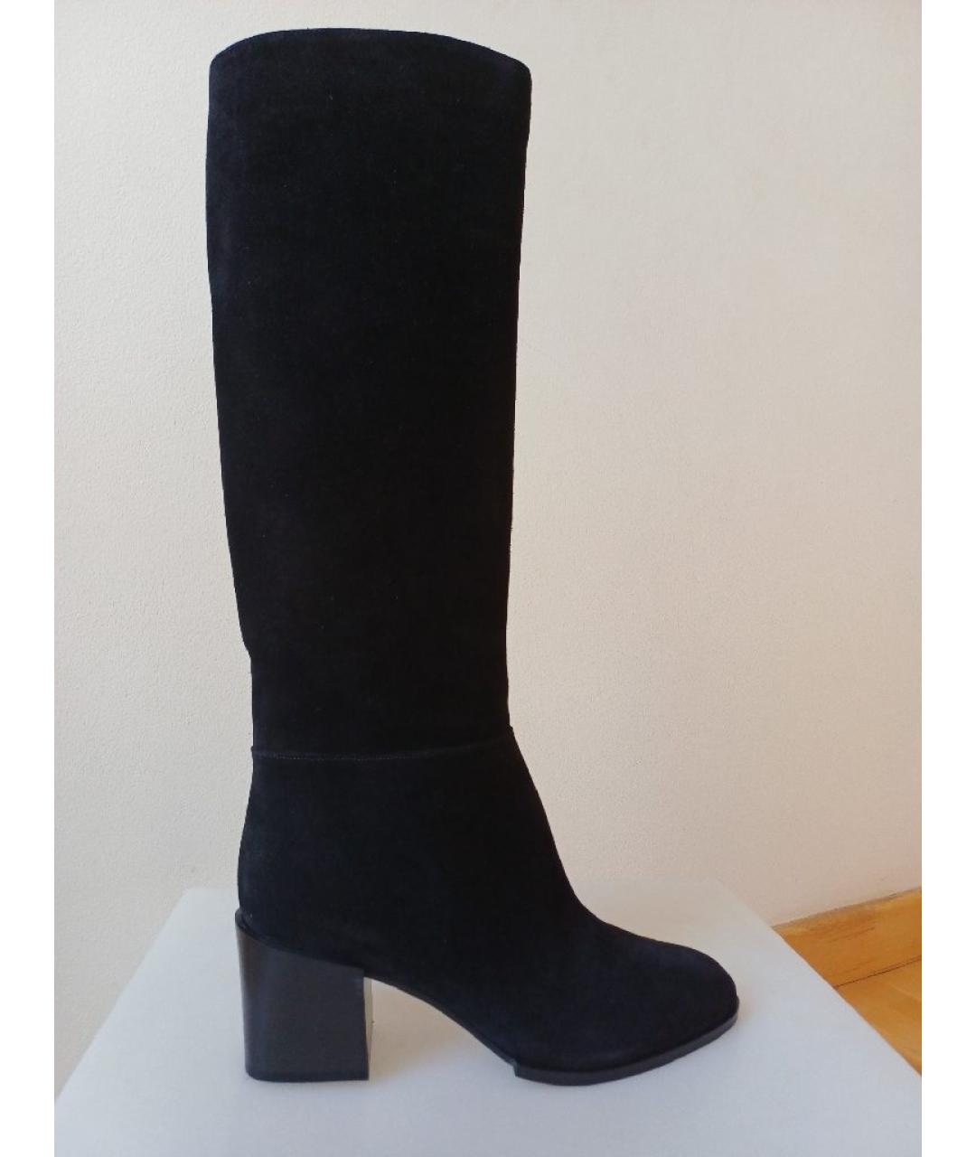 SERGIO ROSSI Черные замшевые сапоги, фото 8