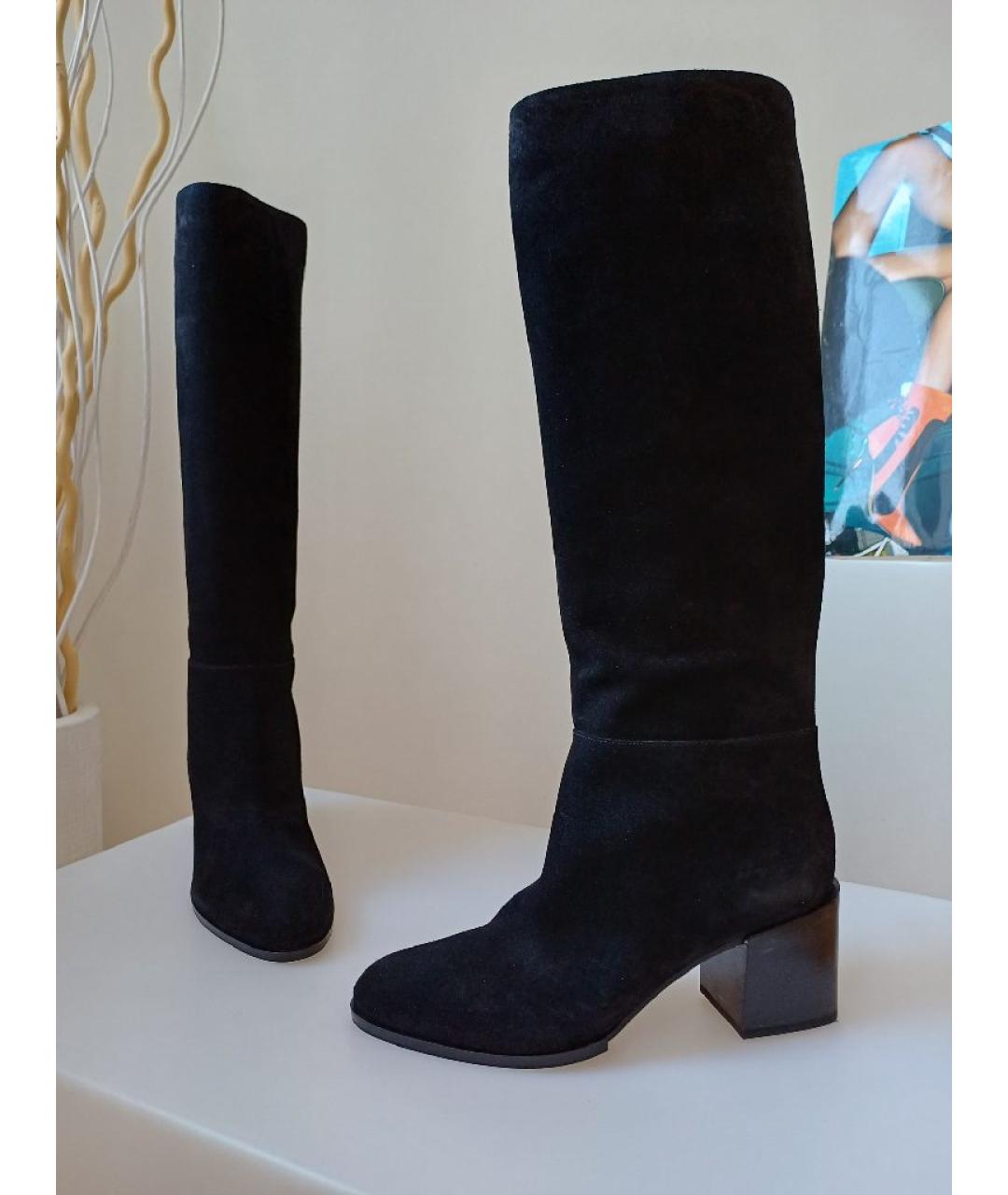 SERGIO ROSSI Черные замшевые сапоги, фото 4