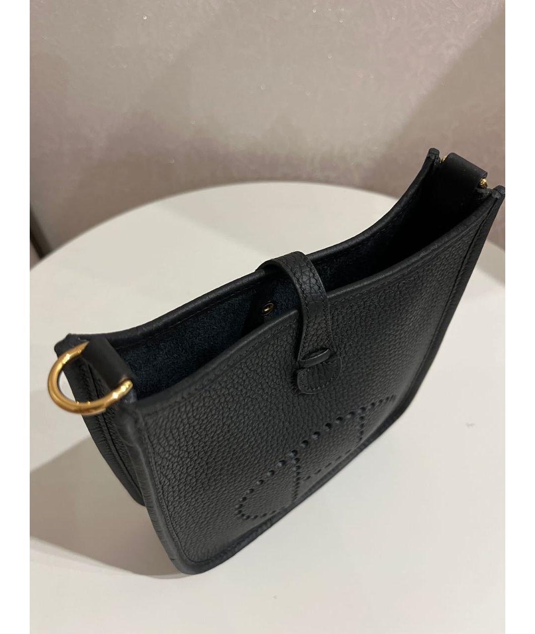 HERMES Черная кожаная сумка через плечо, фото 4