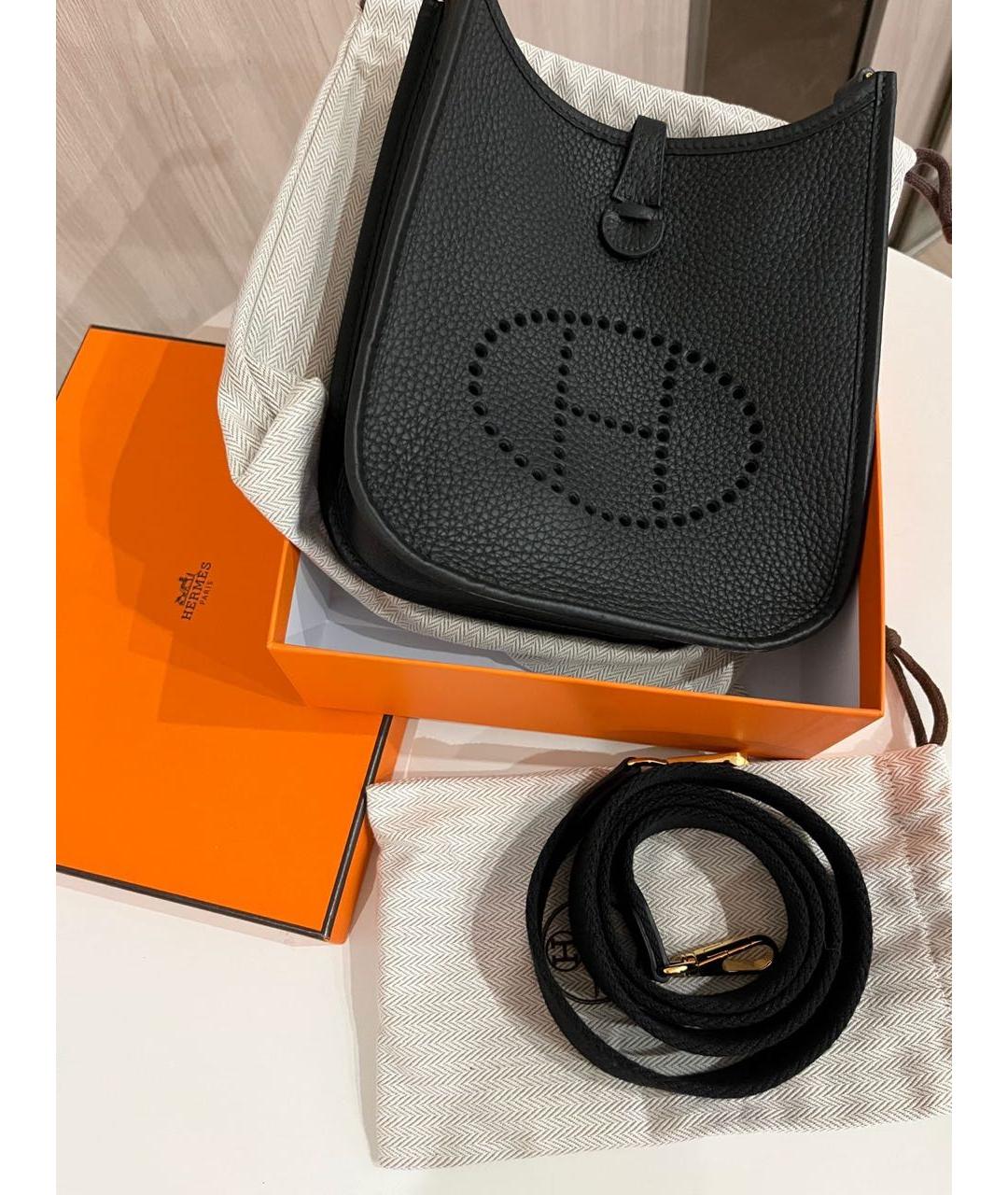 HERMES Черная кожаная сумка через плечо, фото 2