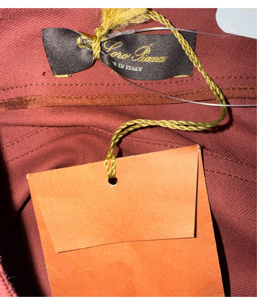 LORO PIANA Бордовые хлопковые брюки узкие, фото 4