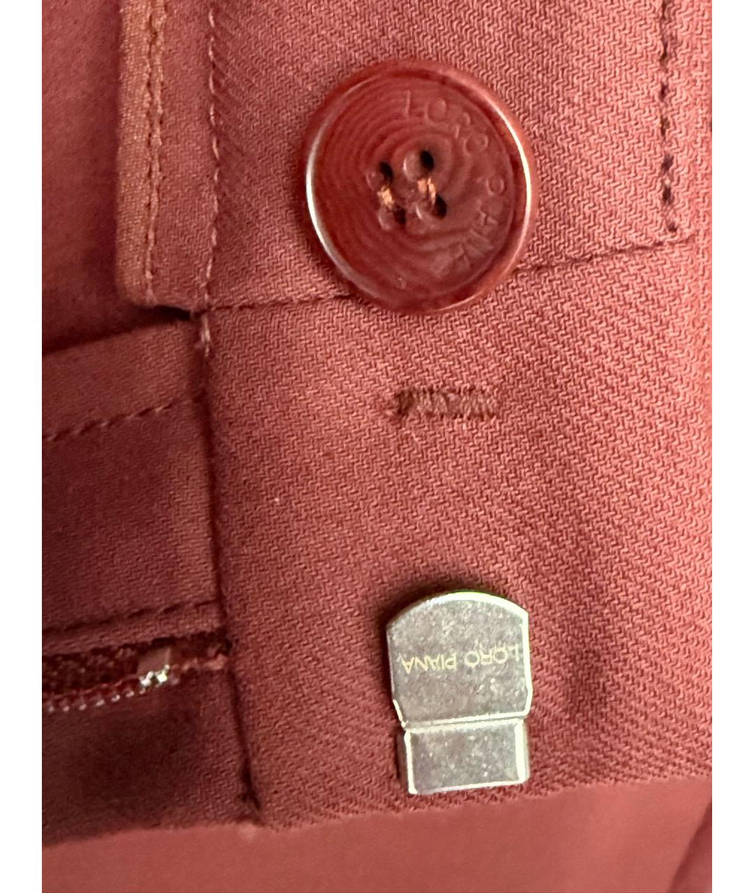 LORO PIANA Бордовые хлопковые брюки узкие, фото 5
