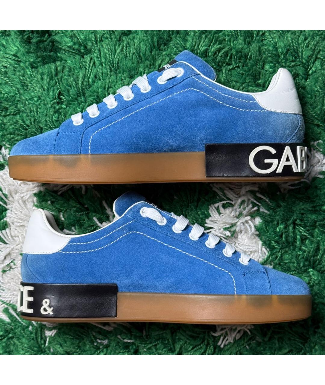 DOLCE&GABBANA Голубые замшевые низкие кроссовки / кеды, фото 5