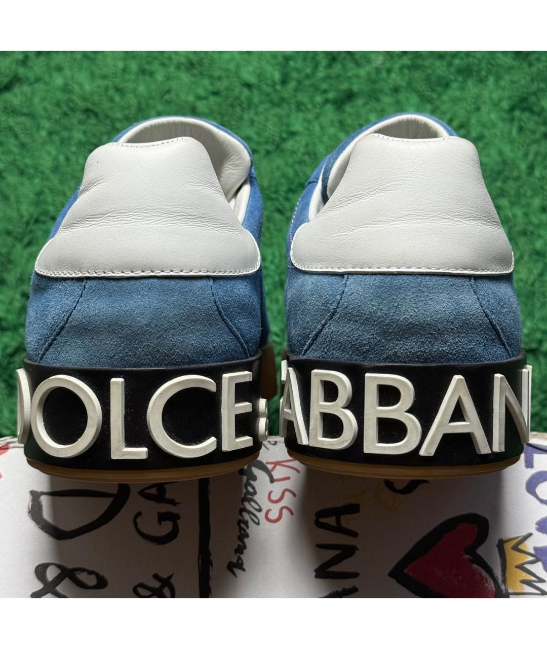 DOLCE&GABBANA Голубые замшевые низкие кроссовки / кеды, фото 6