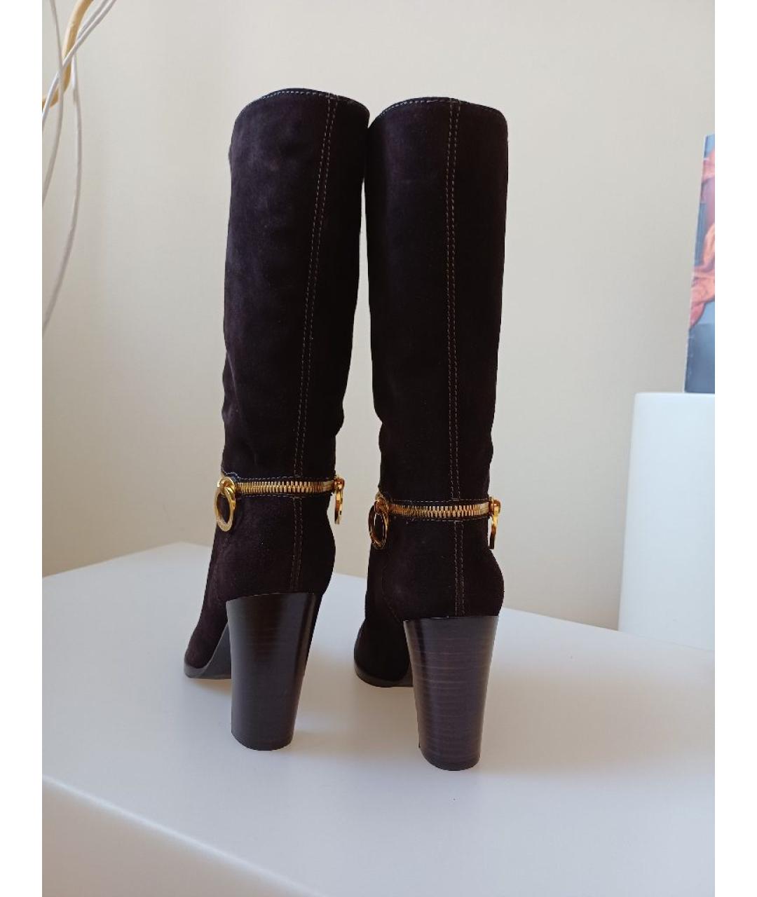 SERGIO ROSSI Коричневые замшевые сапоги, фото 6