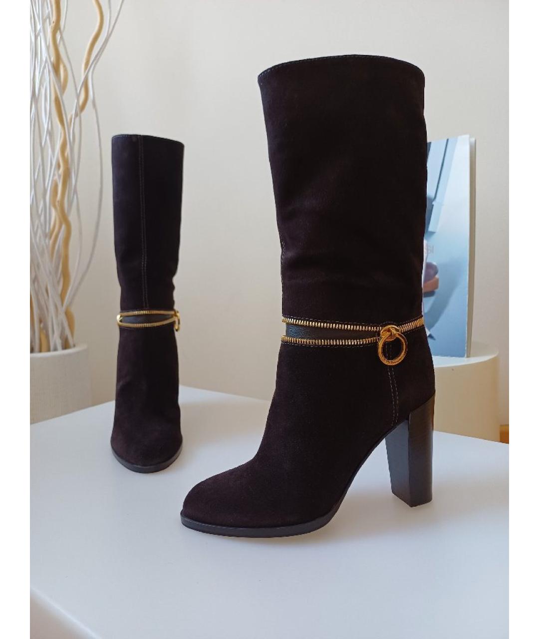 SERGIO ROSSI Коричневые замшевые сапоги, фото 3