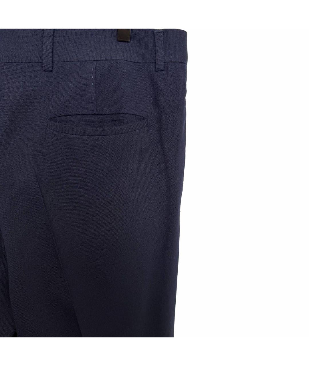 BRUNELLO CUCINELLI Темно-синие хлопковые классические брюки, фото 2