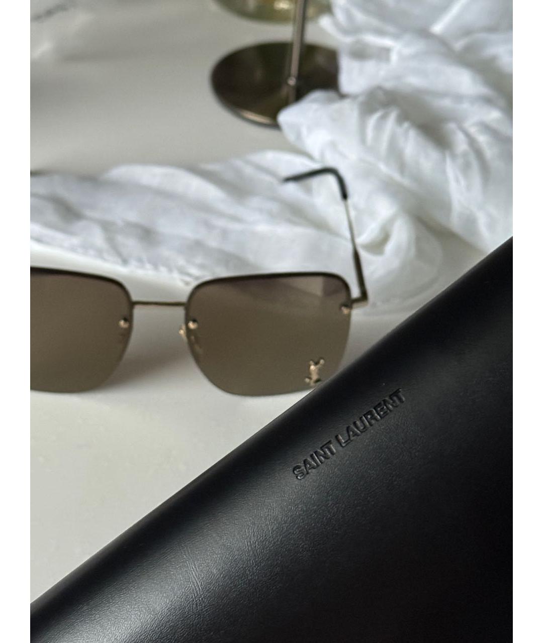SAINT LAURENT Золотые металлические солнцезащитные очки, фото 2
