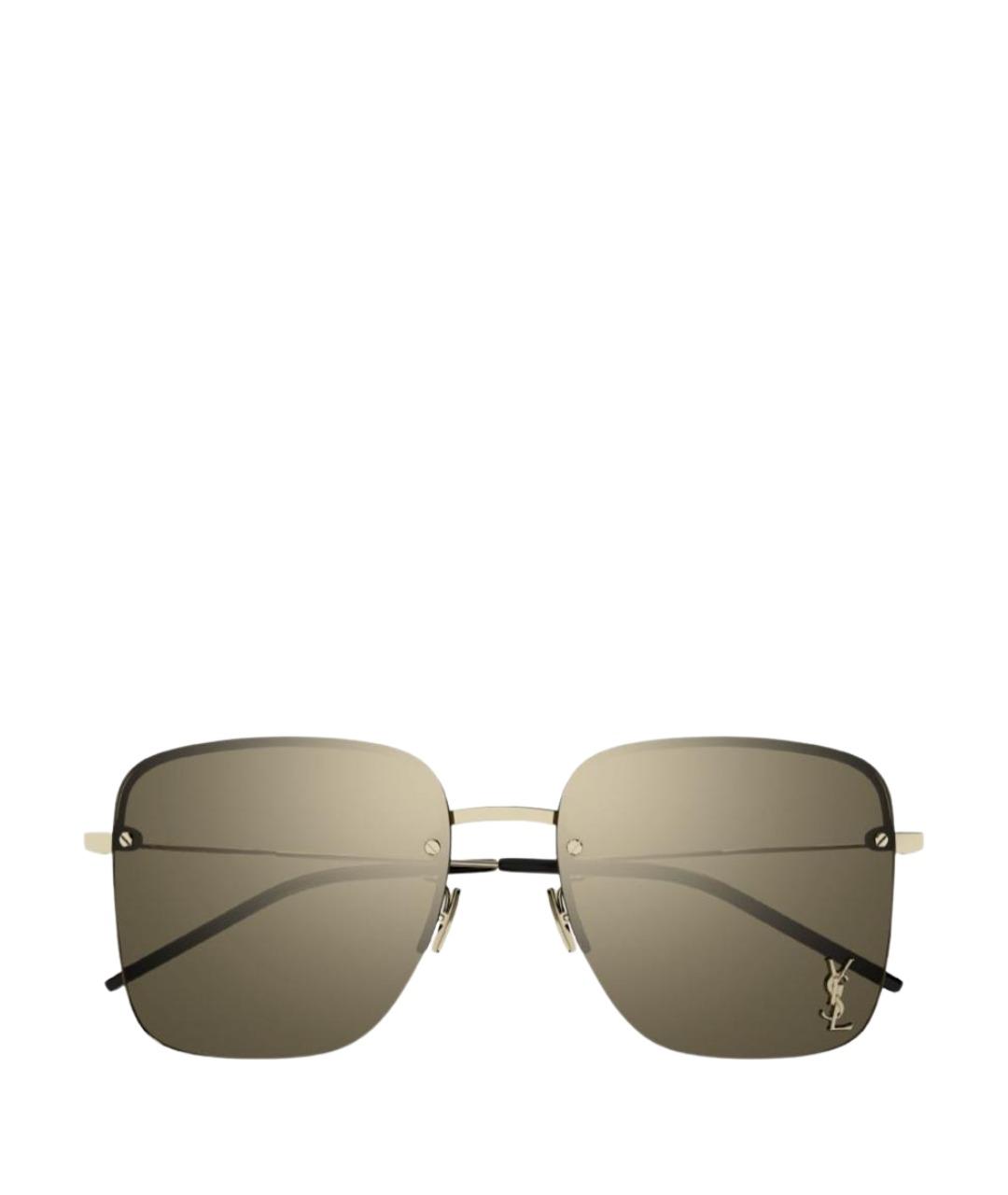 SAINT LAURENT Золотые металлические солнцезащитные очки, фото 1
