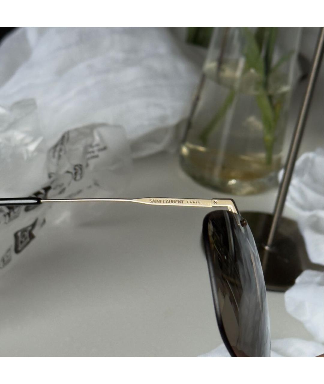 SAINT LAURENT Золотые металлические солнцезащитные очки, фото 5