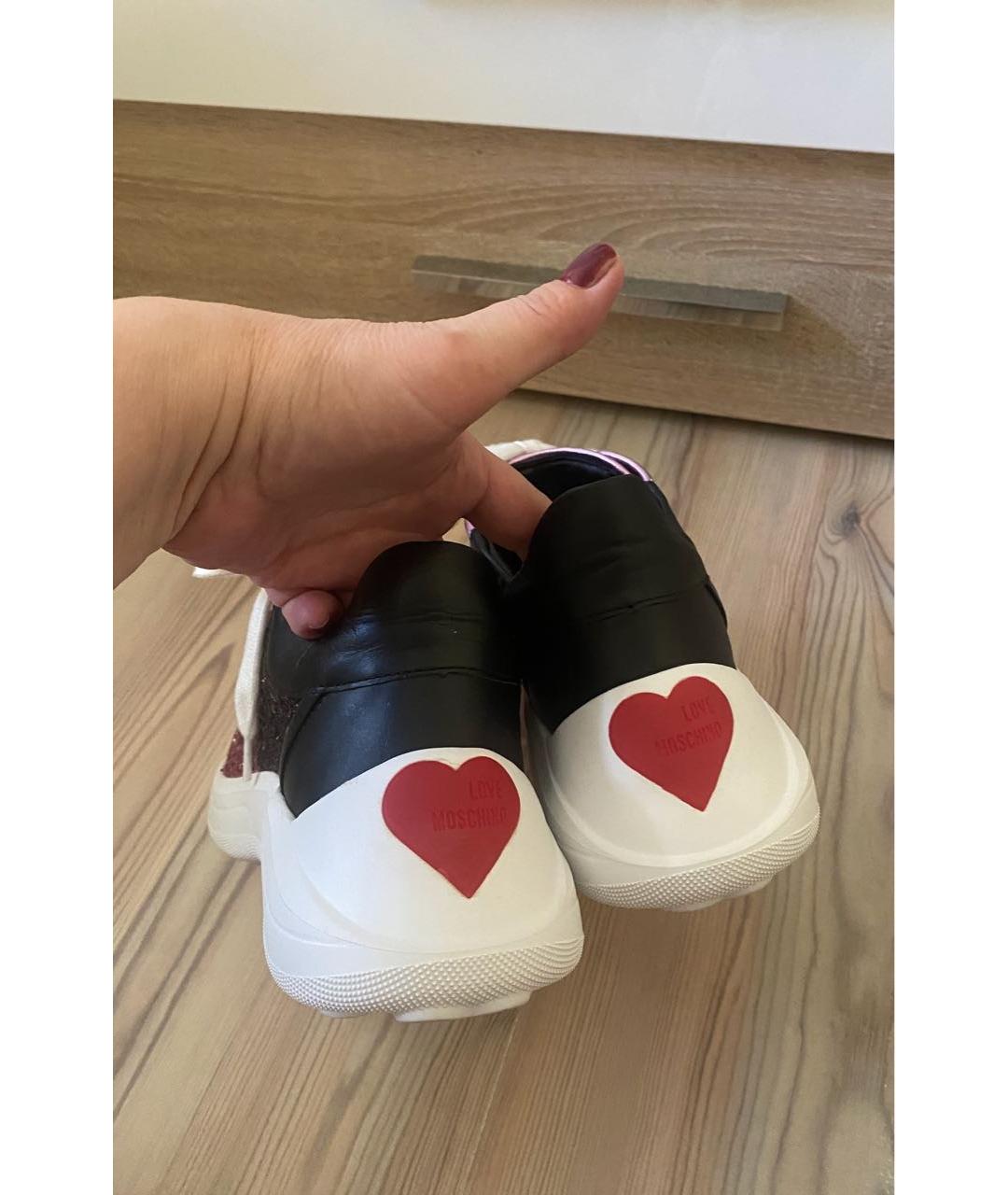 LOVE MOSCHINO Мульти кожаные кроссовки, фото 4