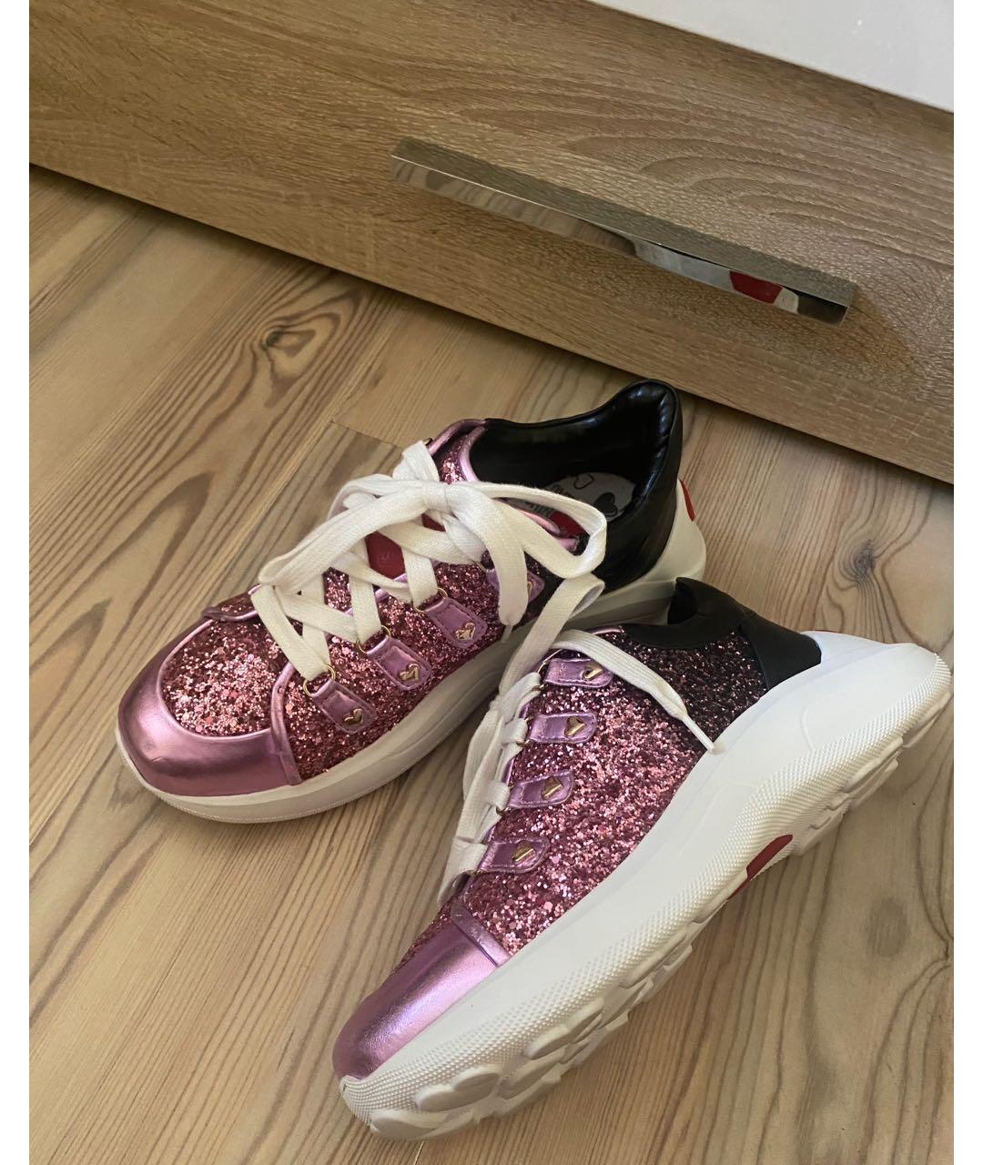 LOVE MOSCHINO Мульти кожаные кроссовки, фото 2