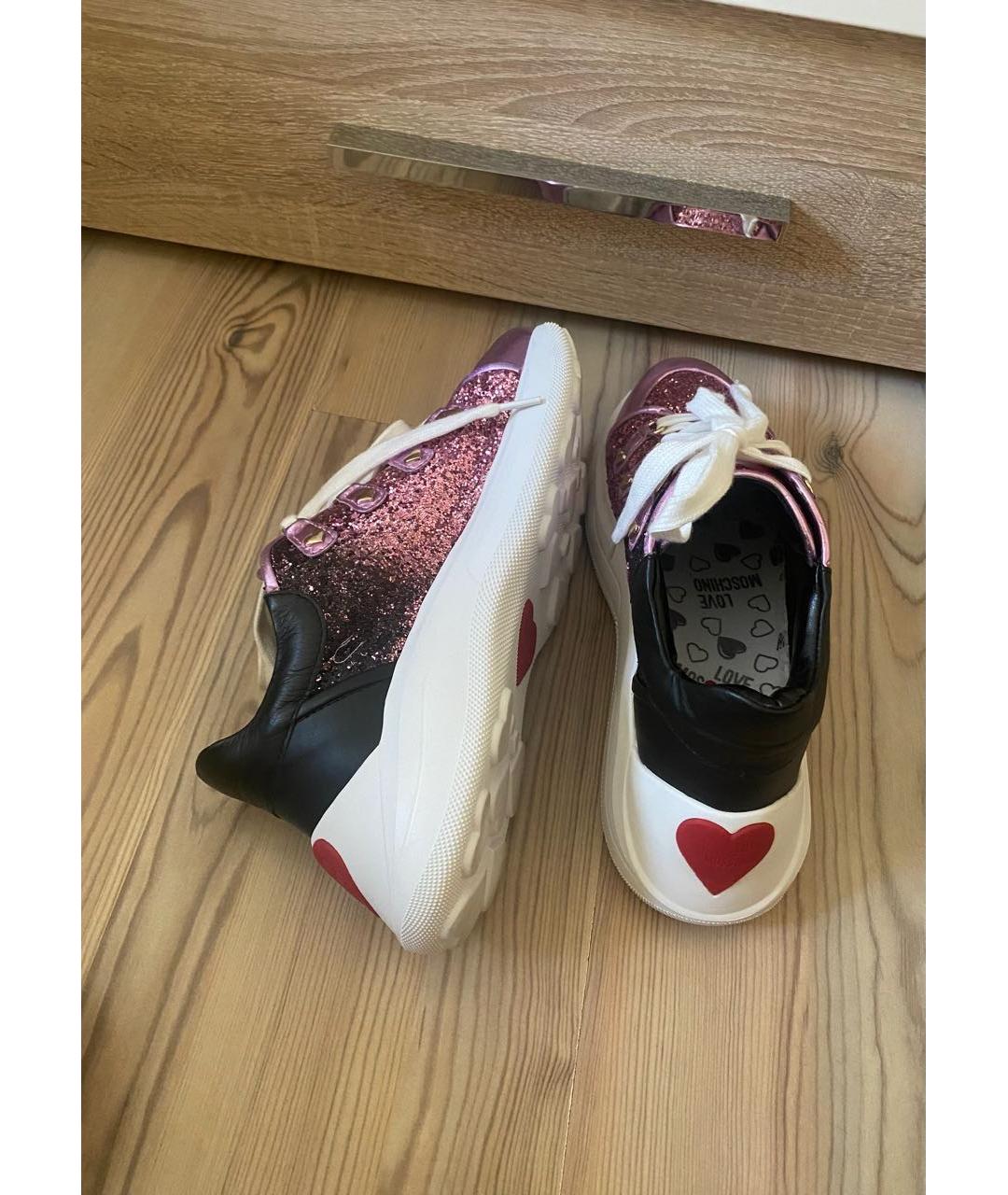 LOVE MOSCHINO Мульти кожаные кроссовки, фото 3