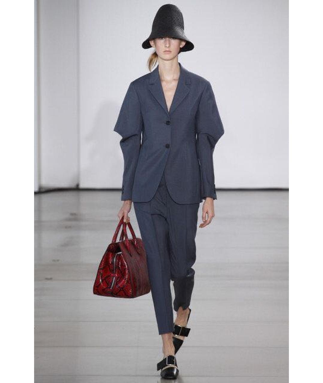 JIL SANDER Бордовая кожаная сумка тоут, фото 2