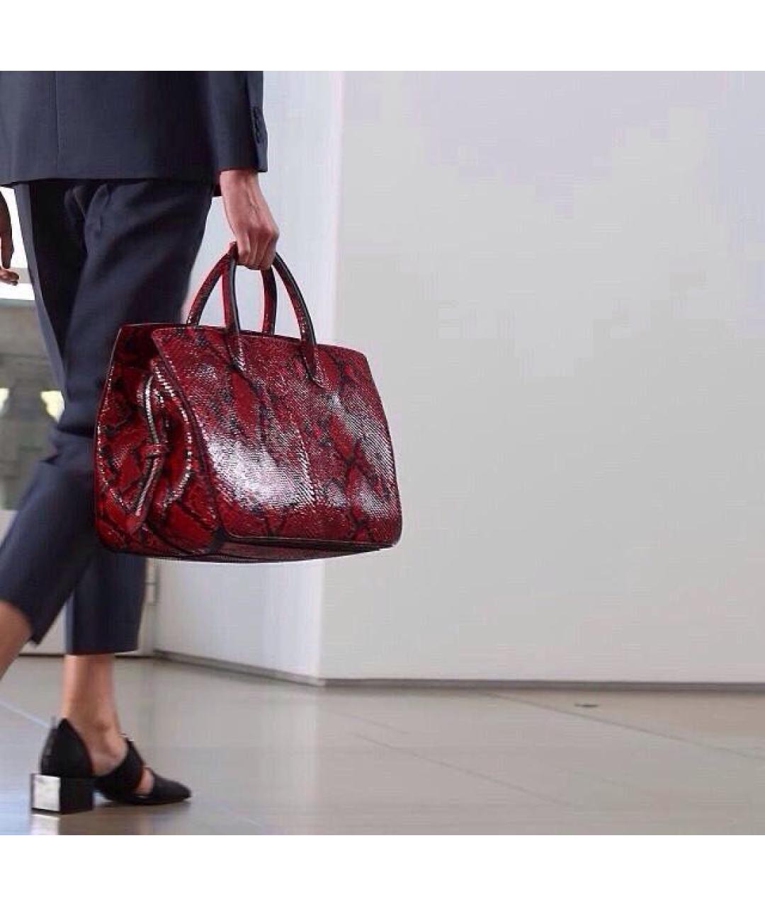 JIL SANDER Бордовая кожаная сумка тоут, фото 4