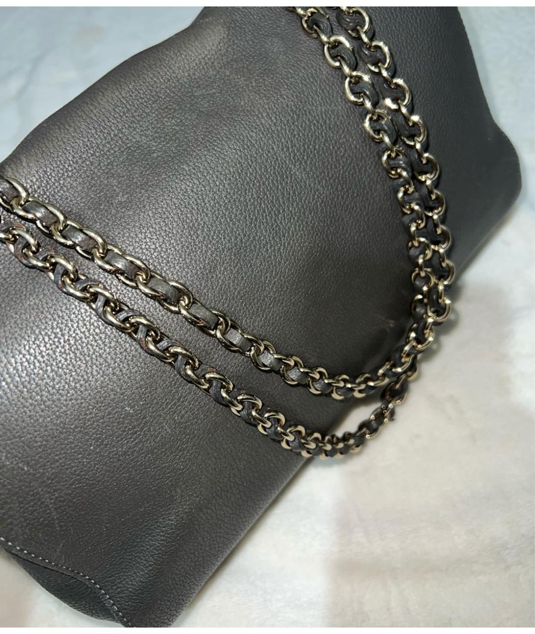 MULBERRY Антрацитовая кожаная сумка с короткими ручками, фото 3