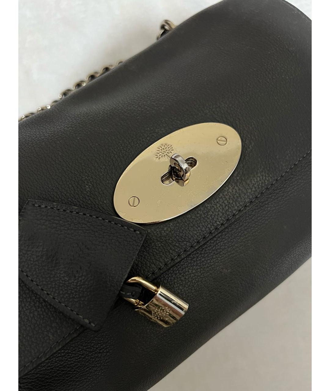 MULBERRY Антрацитовая кожаная сумка с короткими ручками, фото 2