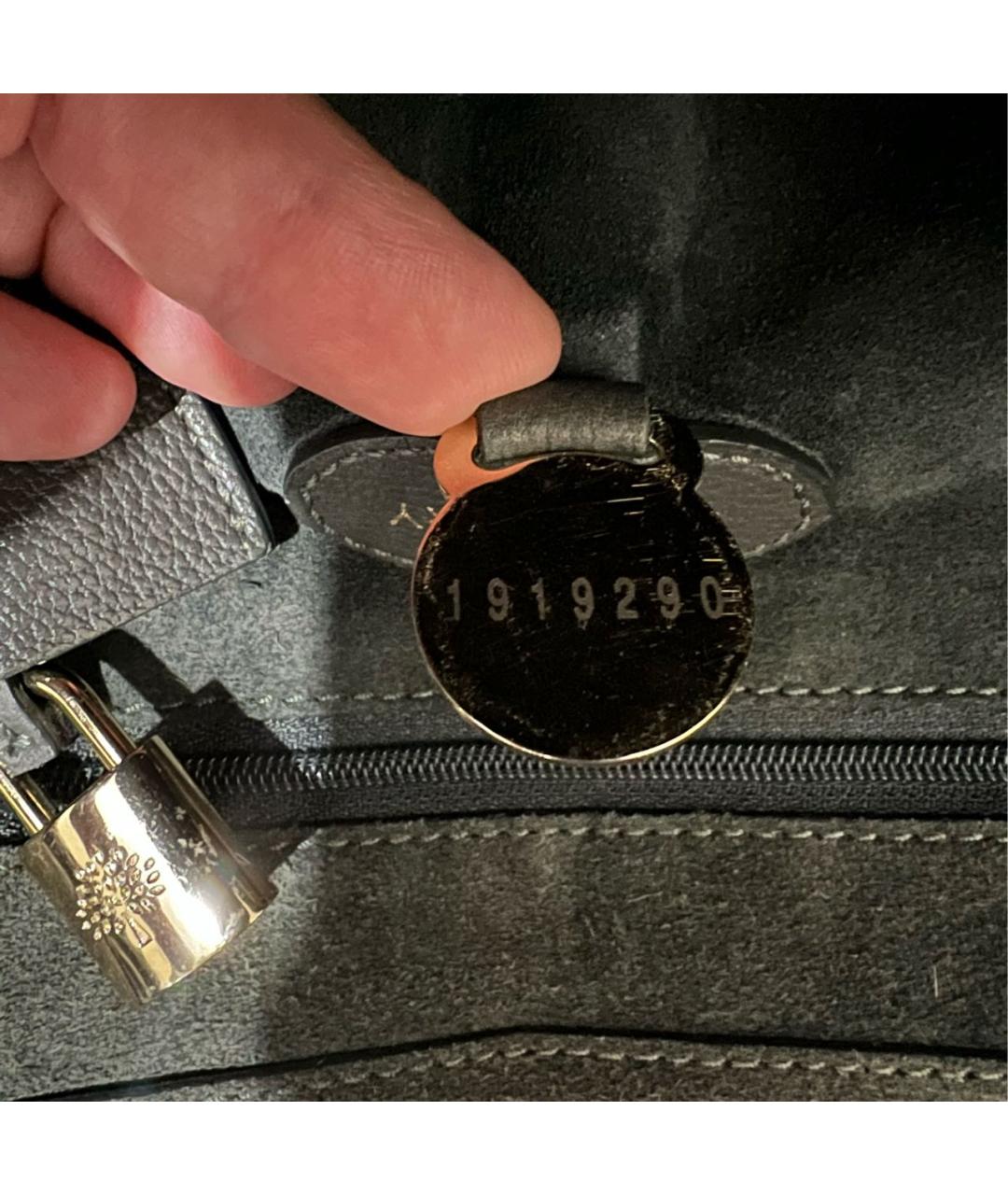 MULBERRY Антрацитовая кожаная сумка с короткими ручками, фото 6