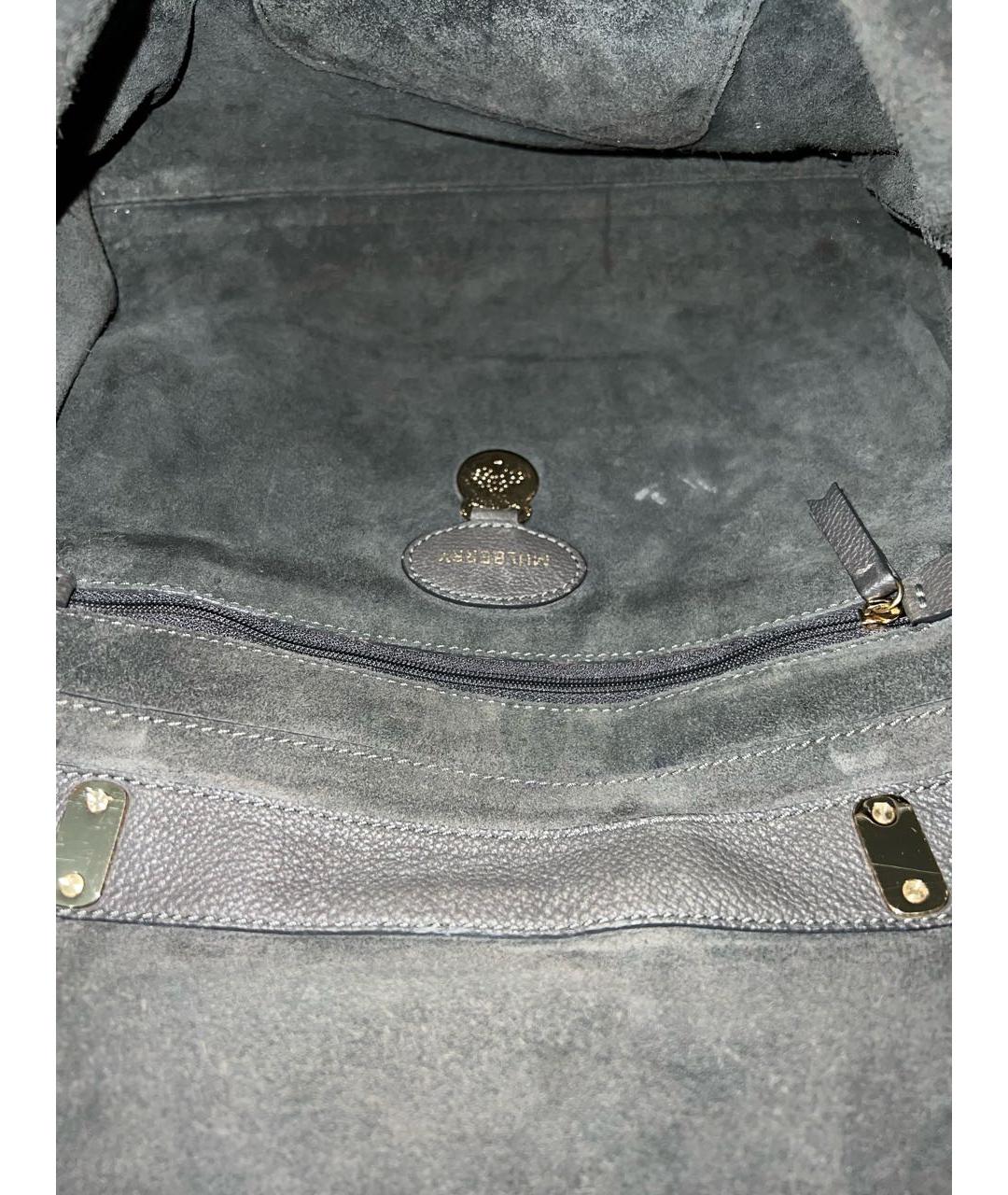 MULBERRY Антрацитовая кожаная сумка с короткими ручками, фото 4