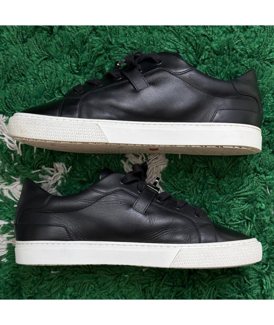 HERMES Черные кожаные низкие кроссовки / кеды, фото 5
