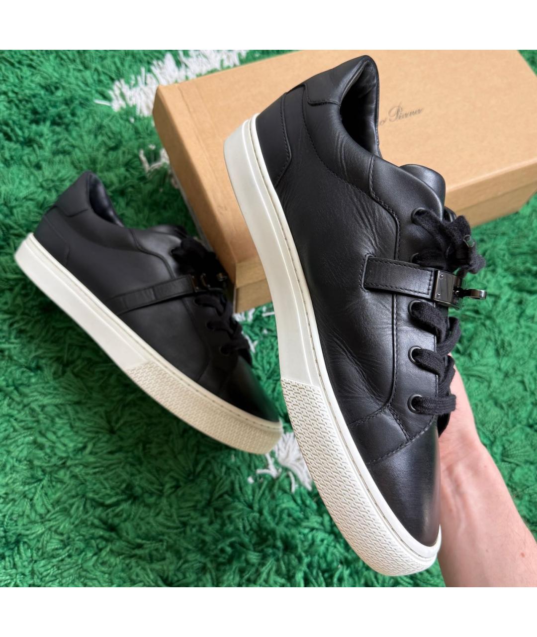 HERMES Черные кожаные низкие кроссовки / кеды, фото 2