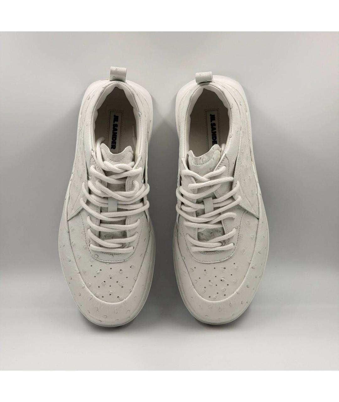 JIL SANDER Белые кожаные низкие кроссовки / кеды, фото 3