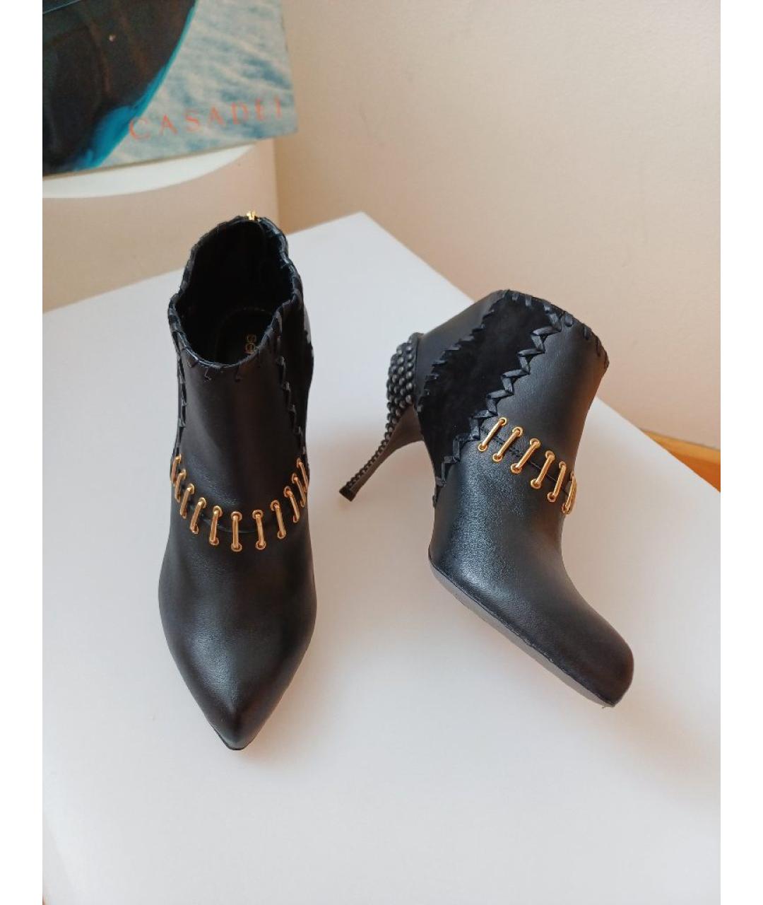 SERGIO ROSSI Черные кожаные ботильоны, фото 4