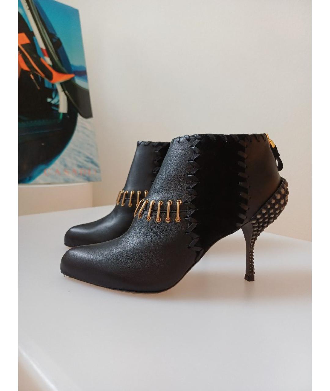 SERGIO ROSSI Черные кожаные ботильоны, фото 2