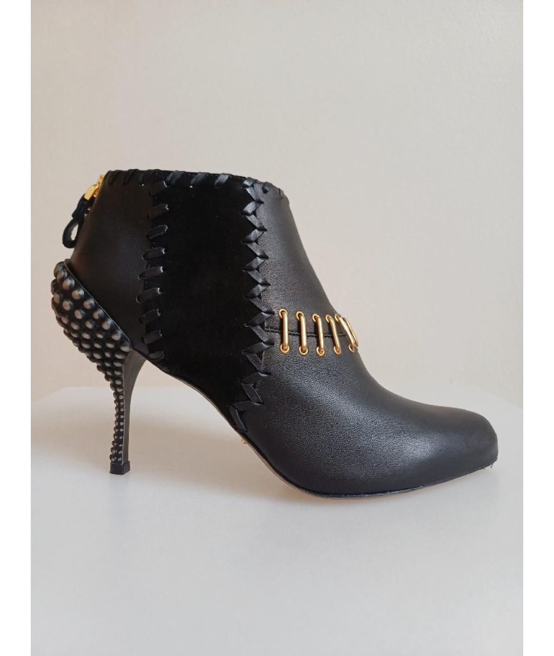 SERGIO ROSSI Черные кожаные ботильоны, фото 8