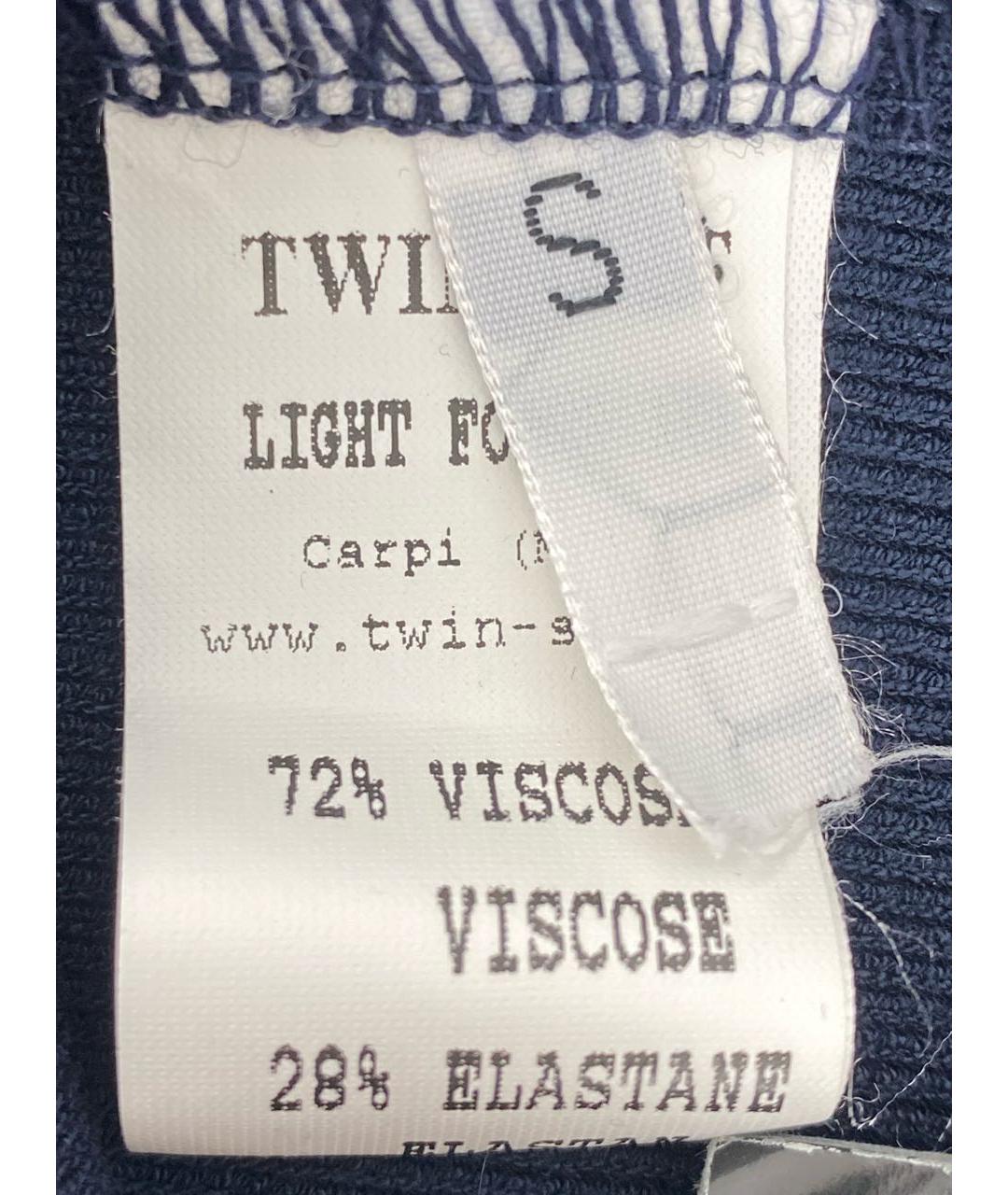 TWIN-SET Темно-синие вискозные леггинсы и велосипедки, фото 8