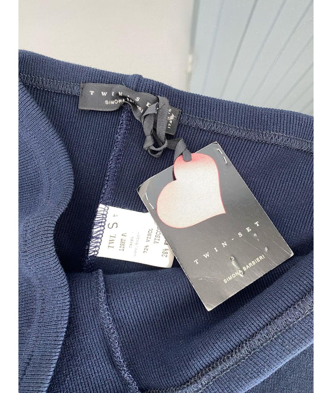 TWIN-SET Темно-синие вискозные леггинсы и велосипедки, фото 3