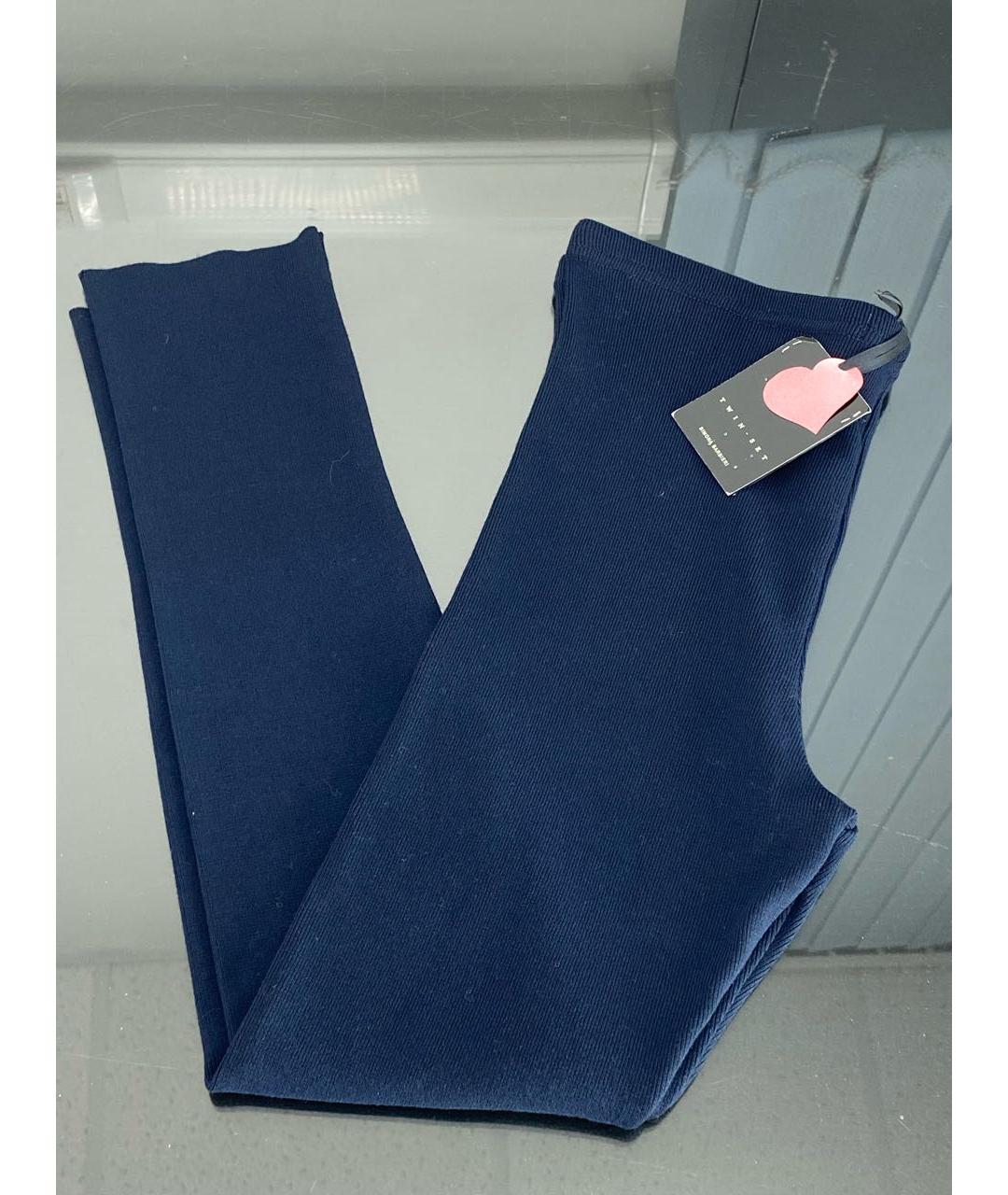 TWIN-SET Темно-синие вискозные леггинсы и велосипедки, фото 4