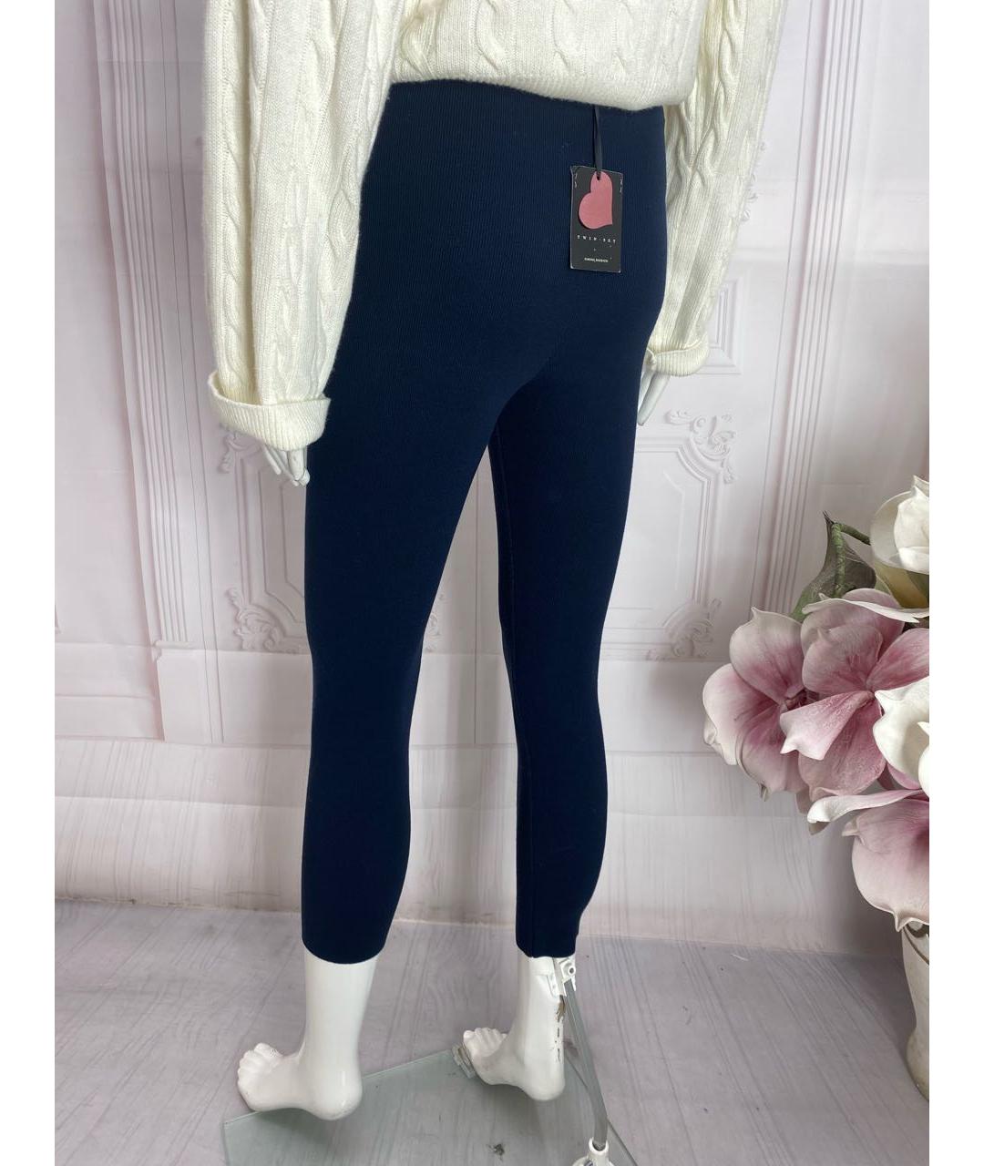 TWIN-SET Темно-синие вискозные леггинсы и велосипедки, фото 6